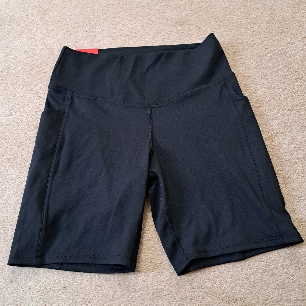 Danskin Active Shorts Black Size Medium High Waist Stretch Crosstrain Bike NWT